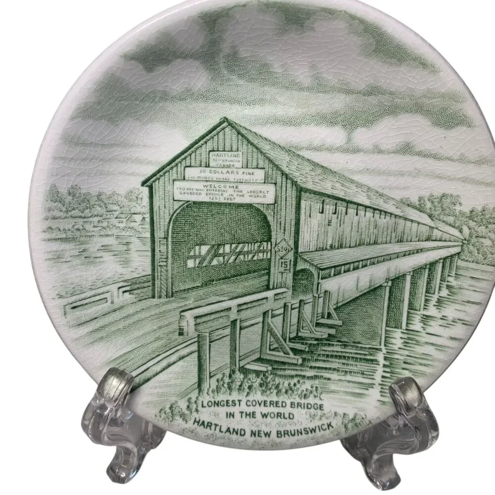 Vintage Wood & Sons Green Transferware Bridge Image 4.25